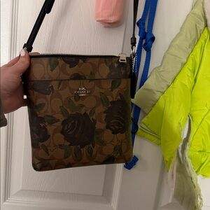 Coach Brown and Black Floral Crossbody Bag